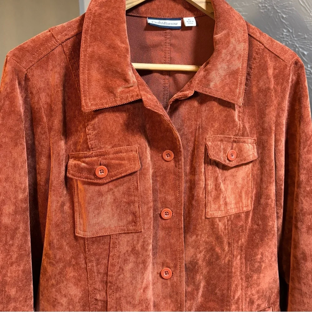 NWOT rusty orange corduroy shacket, Croft & Barrow size XL